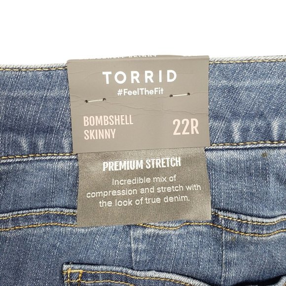 Torrid Bombshell‎ Skinny Jeans Womens Pluss 22 High Rise Destructed - Picture 9 of 12